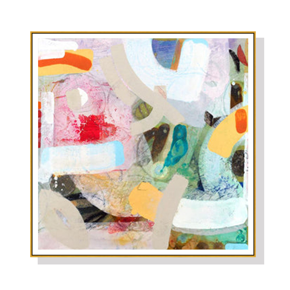 V207-22282-95601-00 Wall Art 90cmx90cm Changed My Mind IV by Aleah Koury Gold Frame Canvas - Image 1