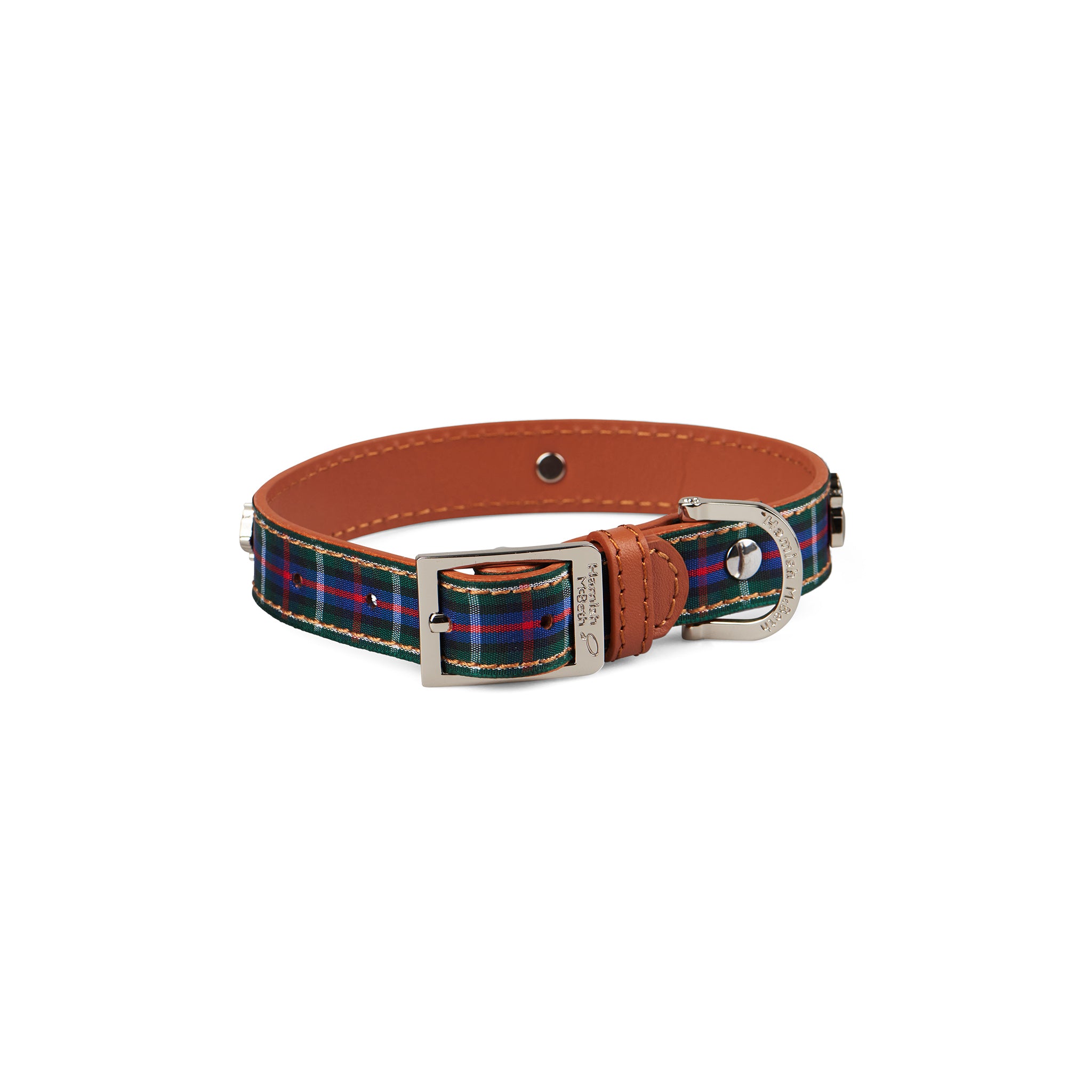 V208-HBB-40-71981-00 Highland Blue Tartan Dog Collar Medium - Image 1