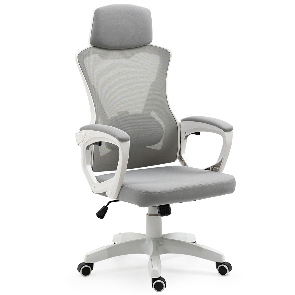 V219-OFFOCRFOE1WA-74189-00 FORTIA Ergonomic Mesh Office Chair Computer Seat with Headrest Adjustable Recline, White/Grey - Image 1