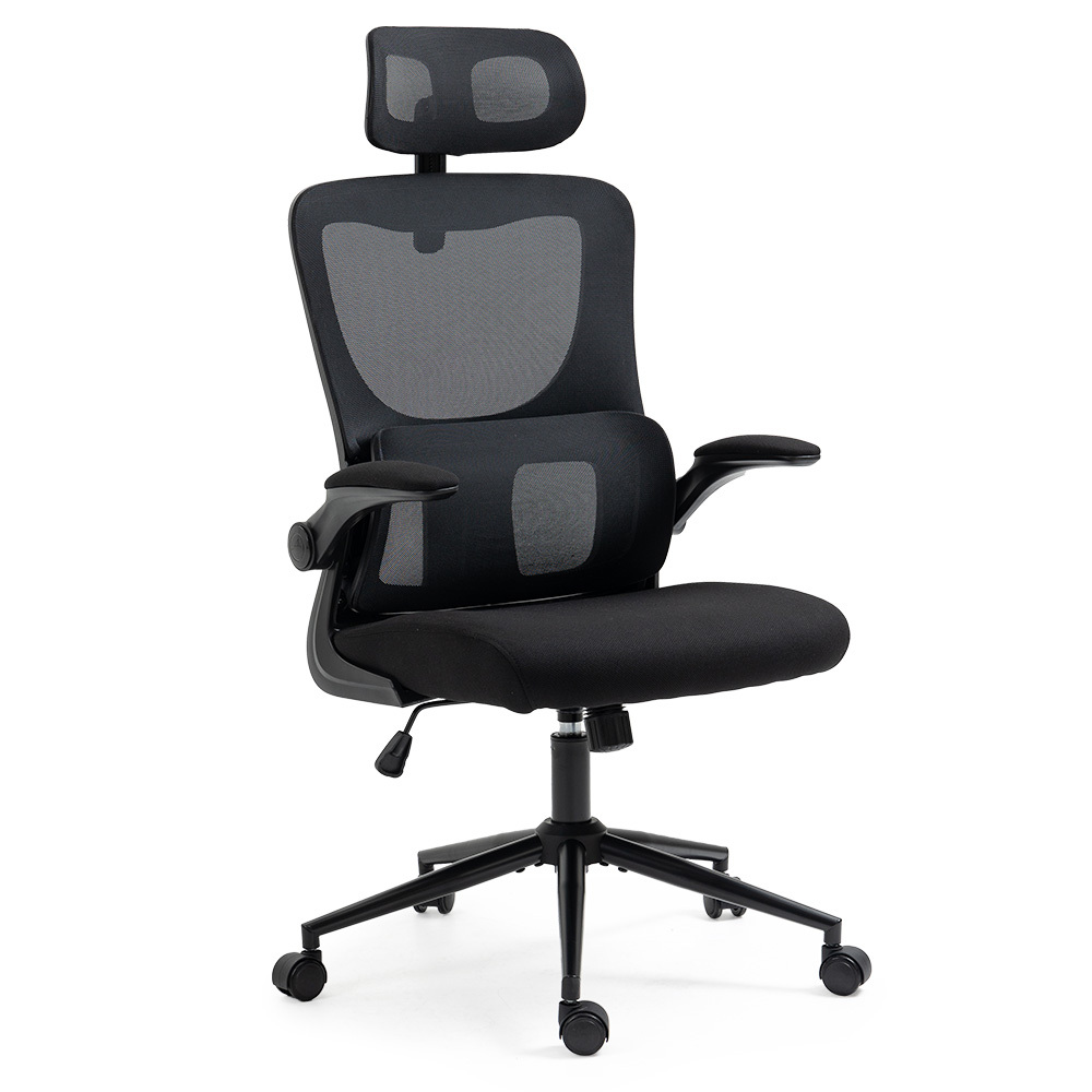 V219-OFFOCRFOE2HKA-225477-00 FORTIA Ergonomic Office Desk Chair, Lumbar Support, Mesh Fabric, Adjustable Headrest, Retractable Armrests, Black - Image 1
