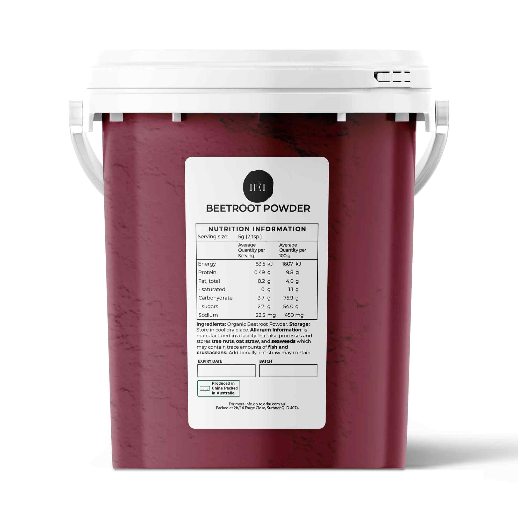 V238-SUPDZ-39739371257936-202509041547-00 800g Organic Beetroot Powder Bucket Superfood Beet Root Supplement Beta Vulgaris - Image 1