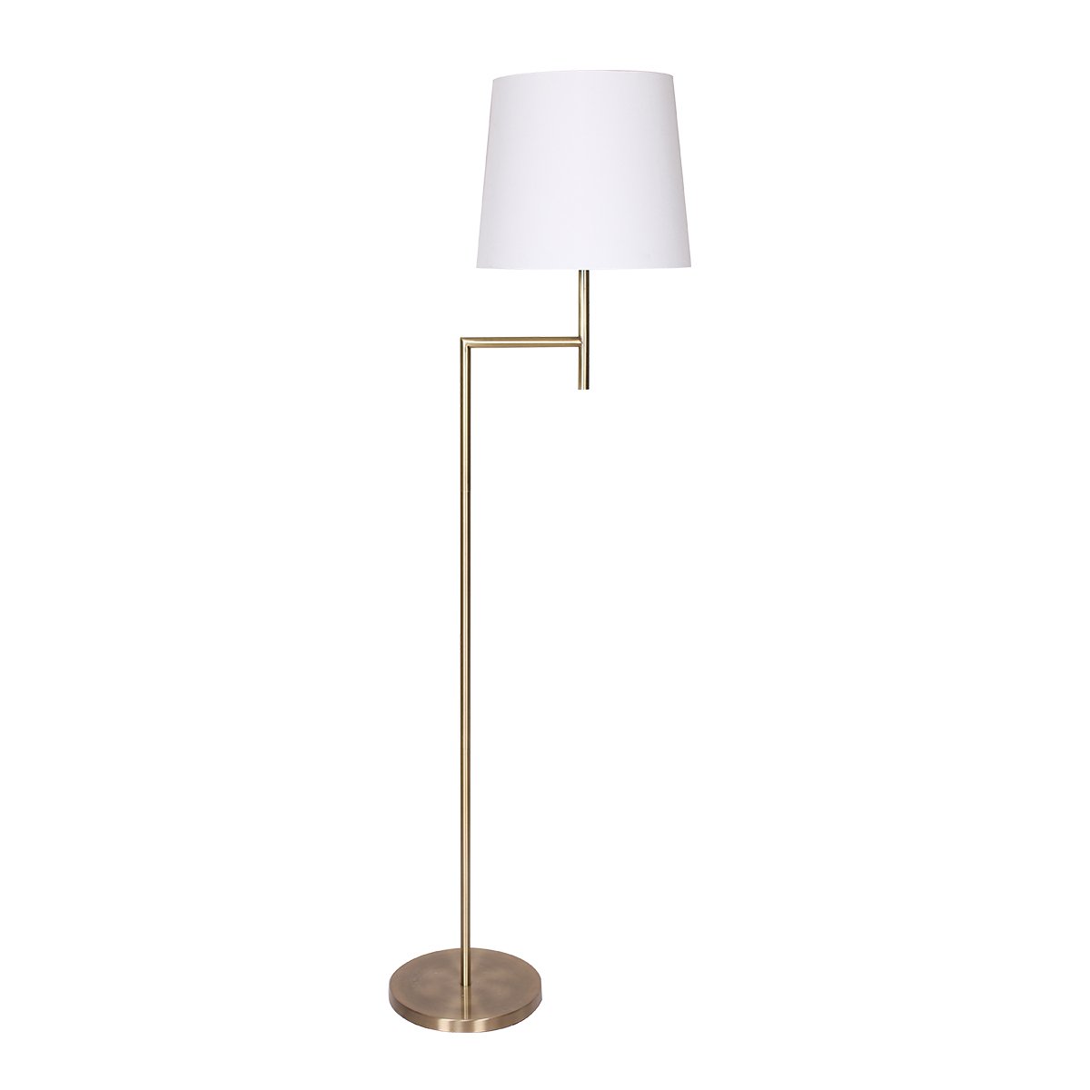 V240-LMP-MLM-50754-02-71599-00 Sarantino Metal Floor Lamp in Antique Brass Finish with Cream Linen Fabric Shade - Image 1