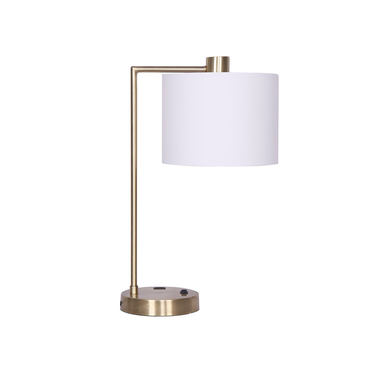 V240-LMP-MLM-50801-01-71594-00 Sarantino Metal Task Lamp with USB Charging Port Antique Brass Finish - Image 1