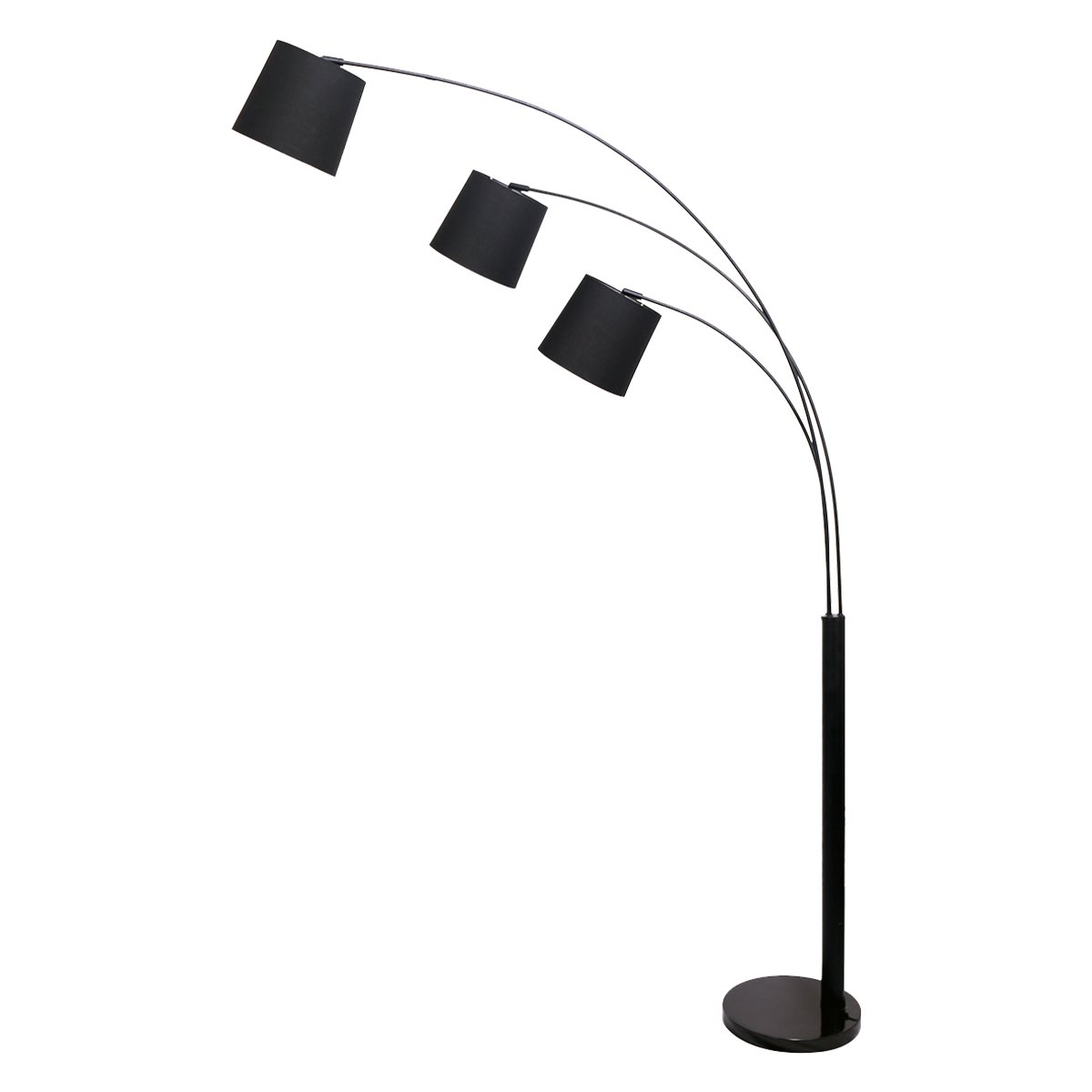 V240-LMP-MLM-738-71528-00 Sarantino 3-Light Arc Floor Lamp Adjustable Black 3 Shades - Image 1