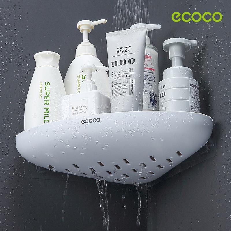 V255-E2030-B-52614-00 Ecoco Bathroom Corner Shower Shelf Corner Shower Caddy Shower Storage Organizer Wall Mounted for Bathroom, Kitchen, Toilet Black - Image 1