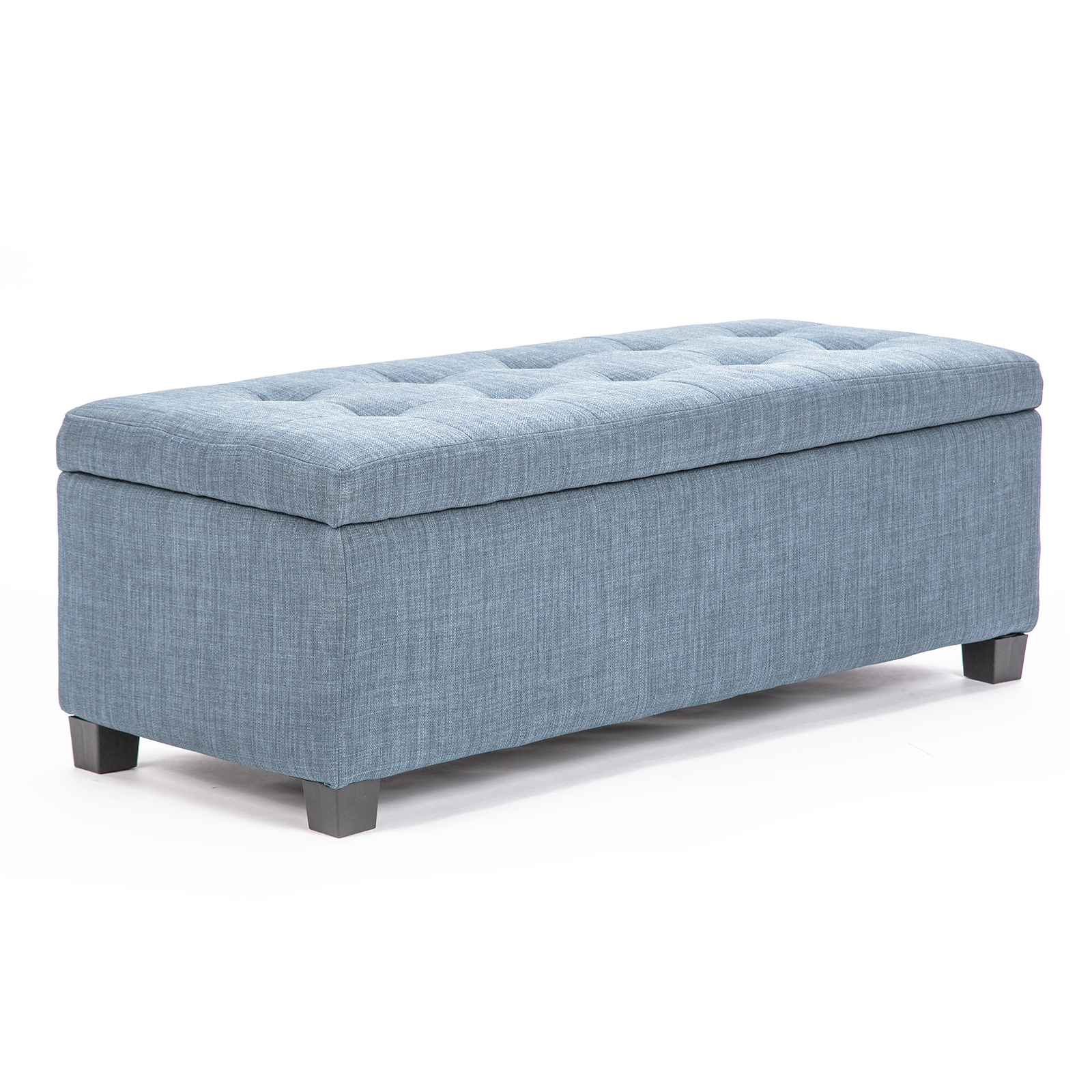 V274-FT-GQ003-LGY-202505141438-00 Storage Ottoman Stool 102cm Fabric LIGHT GREY BLUE - Image 1