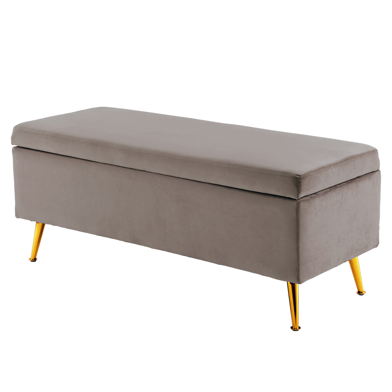 V274-FT-GQ171-GY-161268-00 Storage Ottoman Stool Bench Seat 110cm Velvet GREY - Image 1