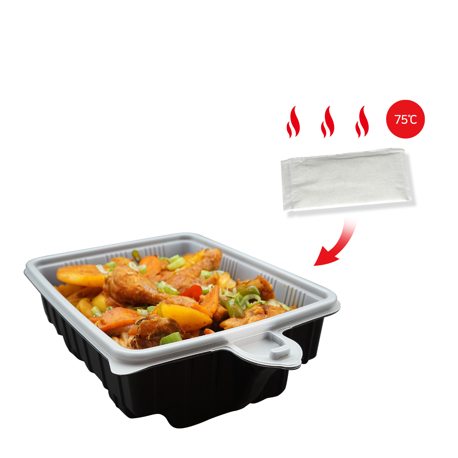 V274-HA-SR-20HEX6-83984-00 30 Pack Dalat Heating Lunch Box Container 33cm Rectangle + Heating Bag - Image 1