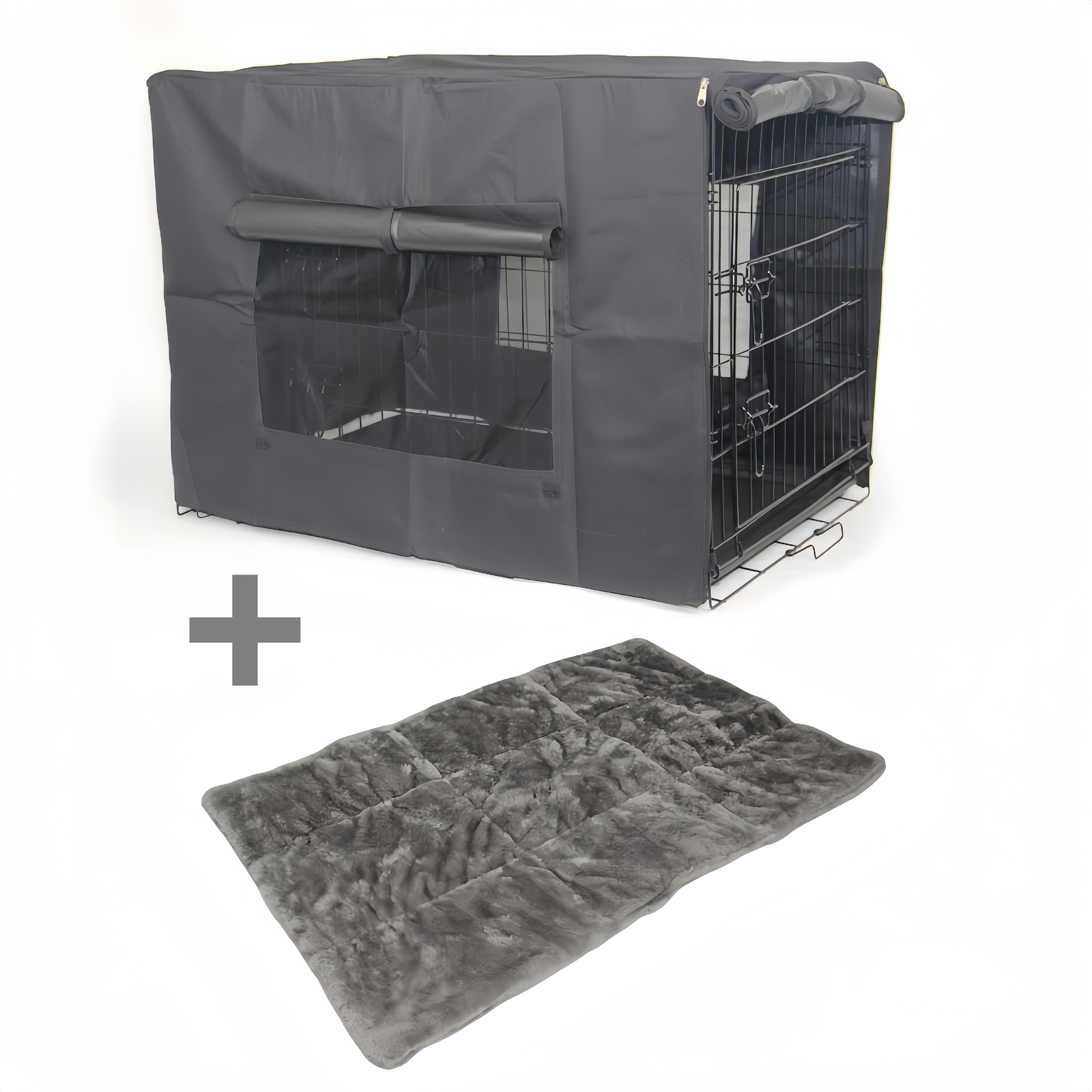 V278-CR48-W-COVER-BK-MAT-150972-00 YES4PETS 48' Portable Foldable Dog Cat Rabbit Collapsible Crate Pet Cage Cover Mat - Image 1