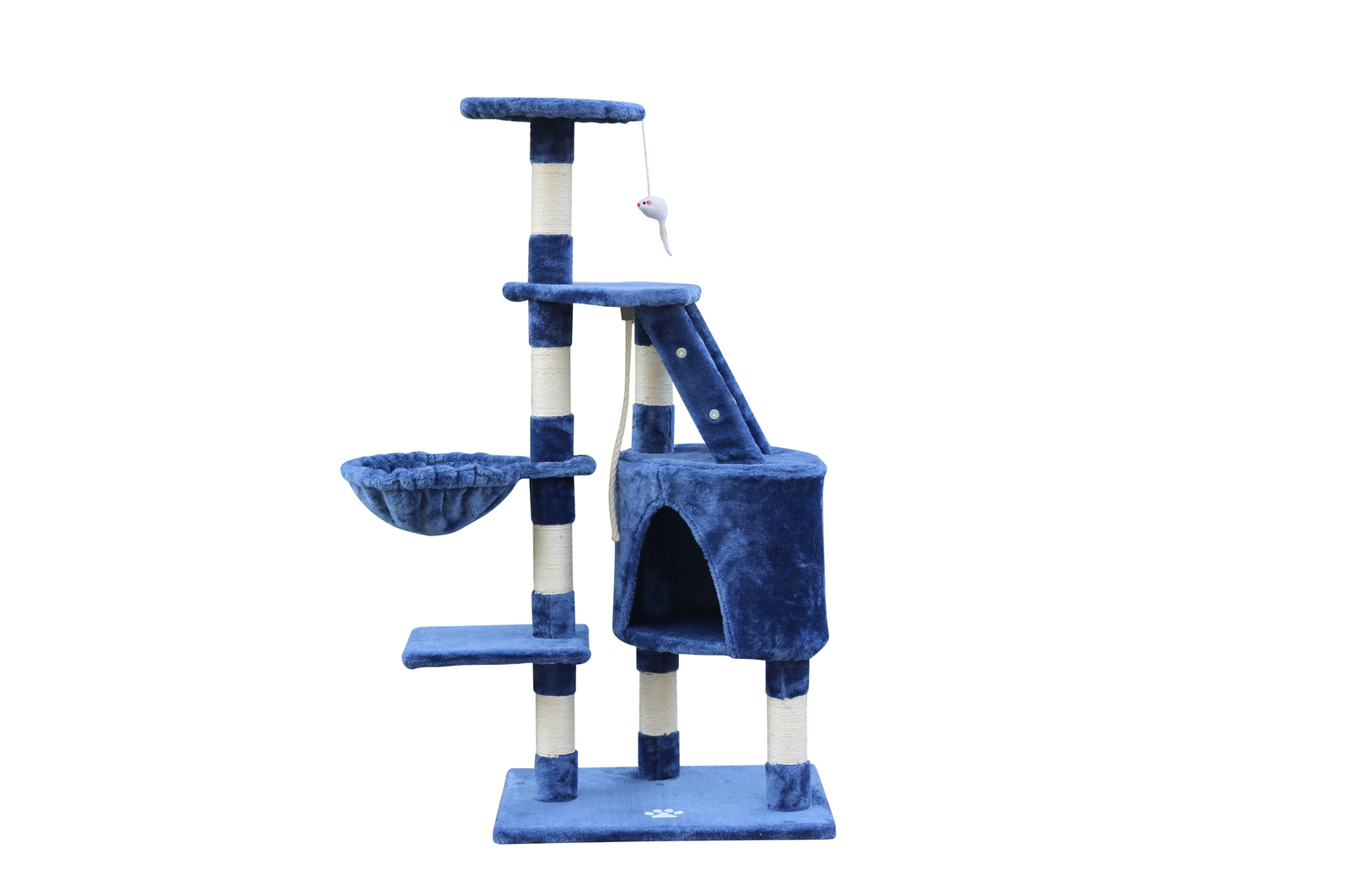 V278-CT120-BLUE-66426-00 YES4PETS 120 cm Multi level Cat Kitten Scratching Post Tree-Blue - Image 1