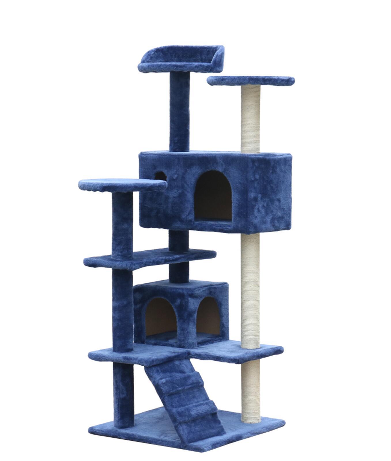 V278-CT130_BLUE-85655-00 YES4PETS 130 cm Blue Cat Scratching Post Tree Scratcher Pole-Blue - Image 1