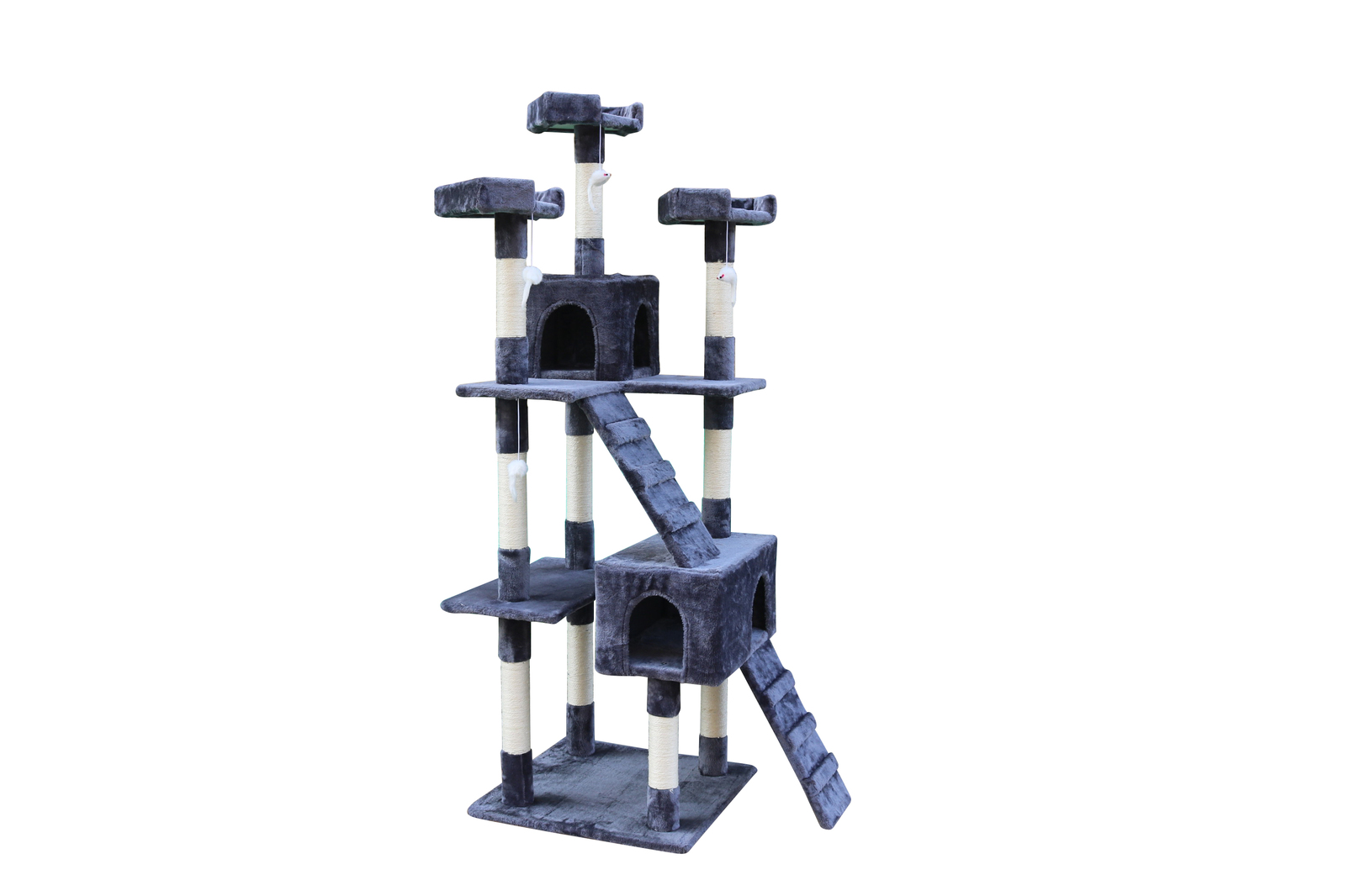 V278-CT182_GREY-66415-00 YES4PETS 180 cm Cat Kitten Scratching Post Tree W ladder-Grey - Image 1