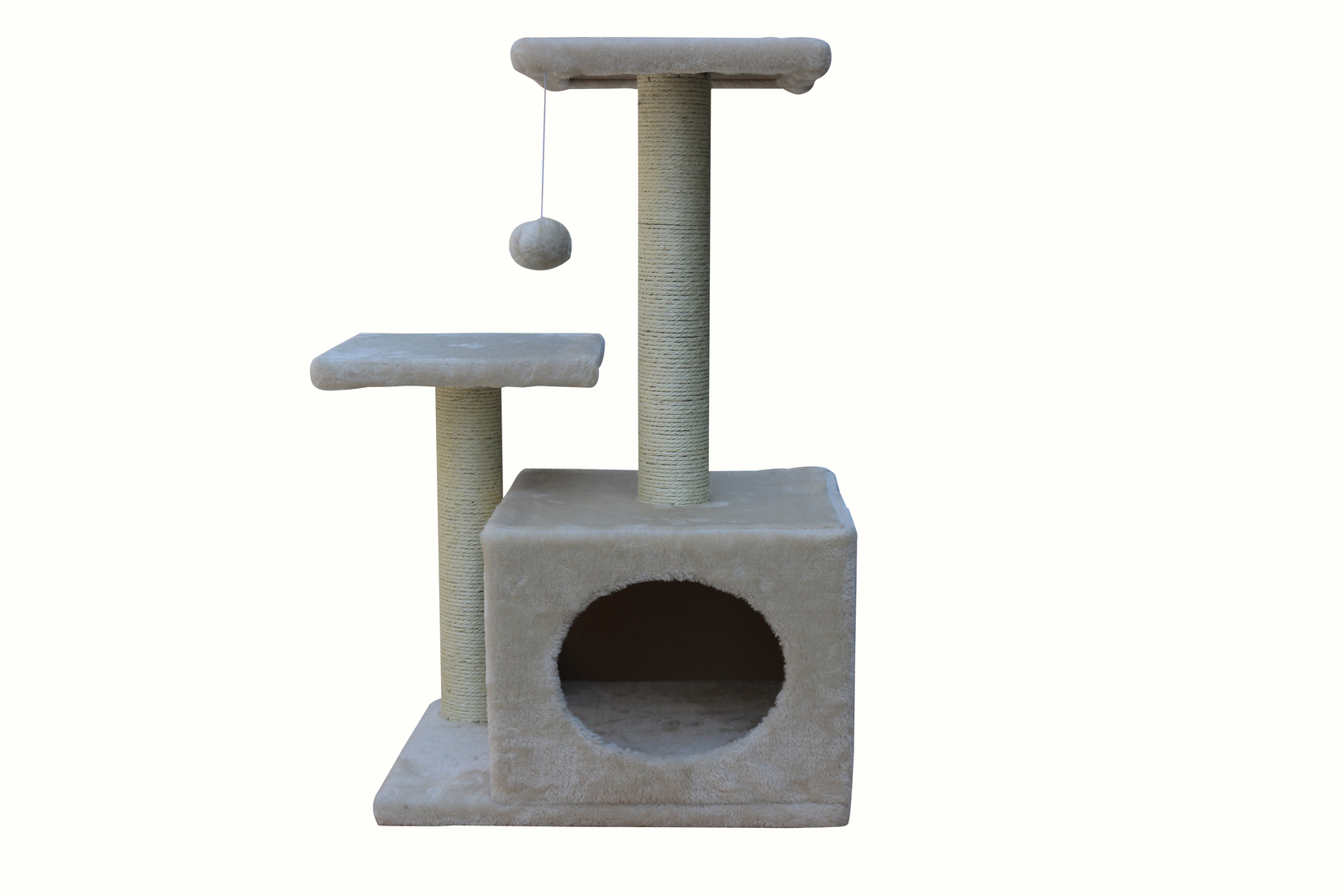 V278-CT70-BEIGE-66411-00 YES4PETS 71cm Beige Cat Scratching Tree Scratcher Post Pole Furniture Gym House - Image 1