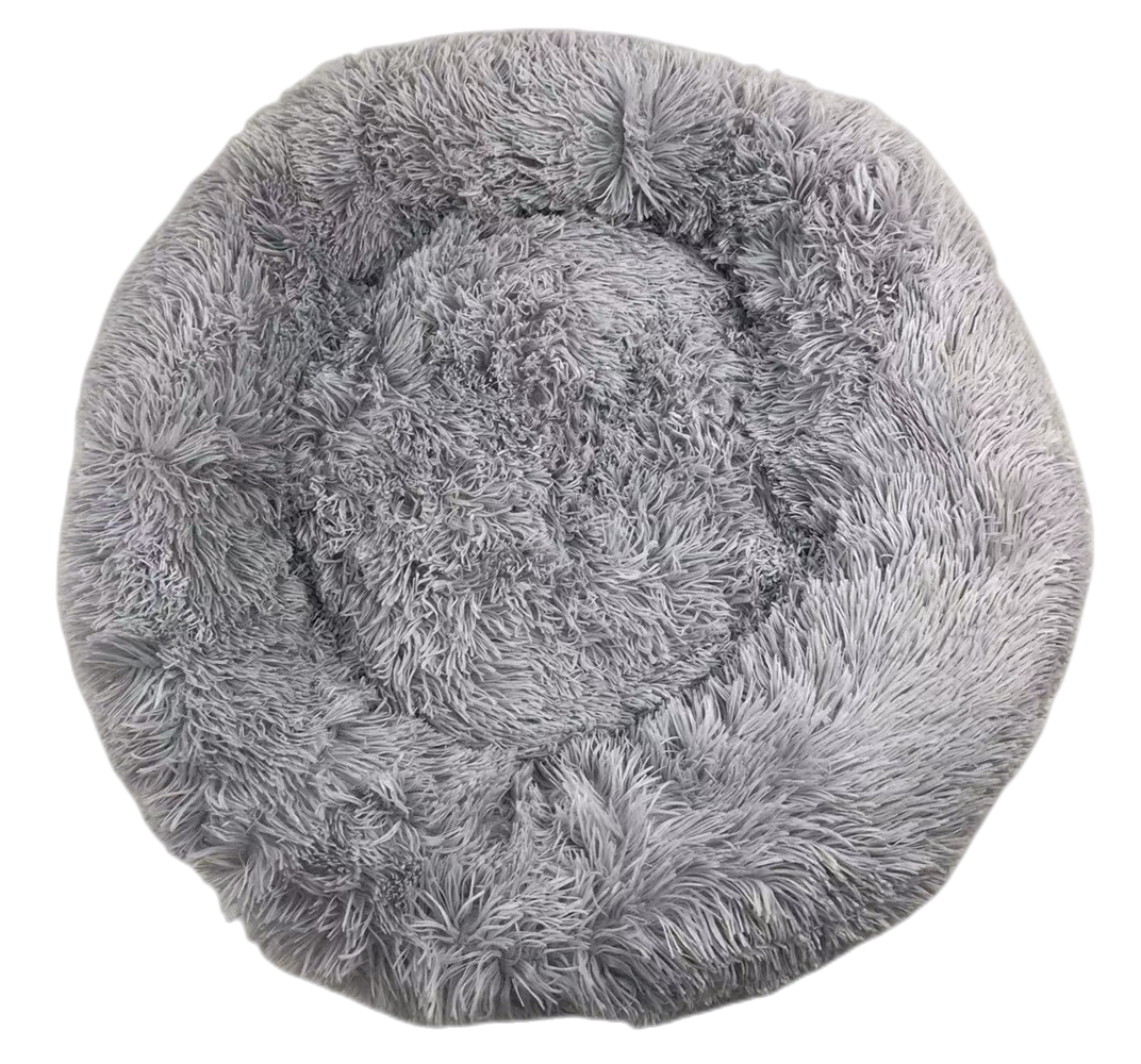 V278-DSLB3-M-LIGHT-GREY-73648-00 YES4PETS Medium Round Calming Plush Cat Dog Bed Comfy Puppy Fluffy Bedding Little Grey - Image 1