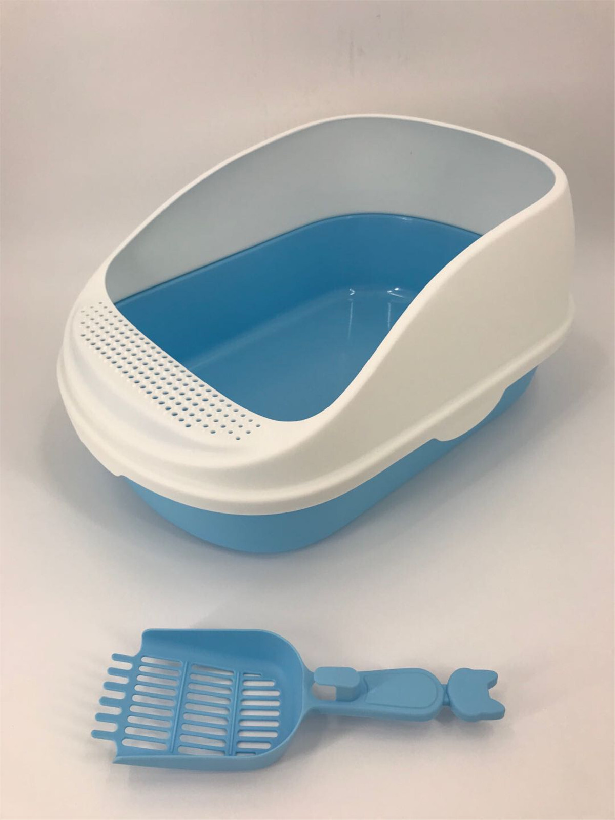 V278-MSP-0003-BLUE-66362-00 YES4PETS Large Deep Cat Toilet Litter Box Tray High Wall with Scoop Blue - Image 1