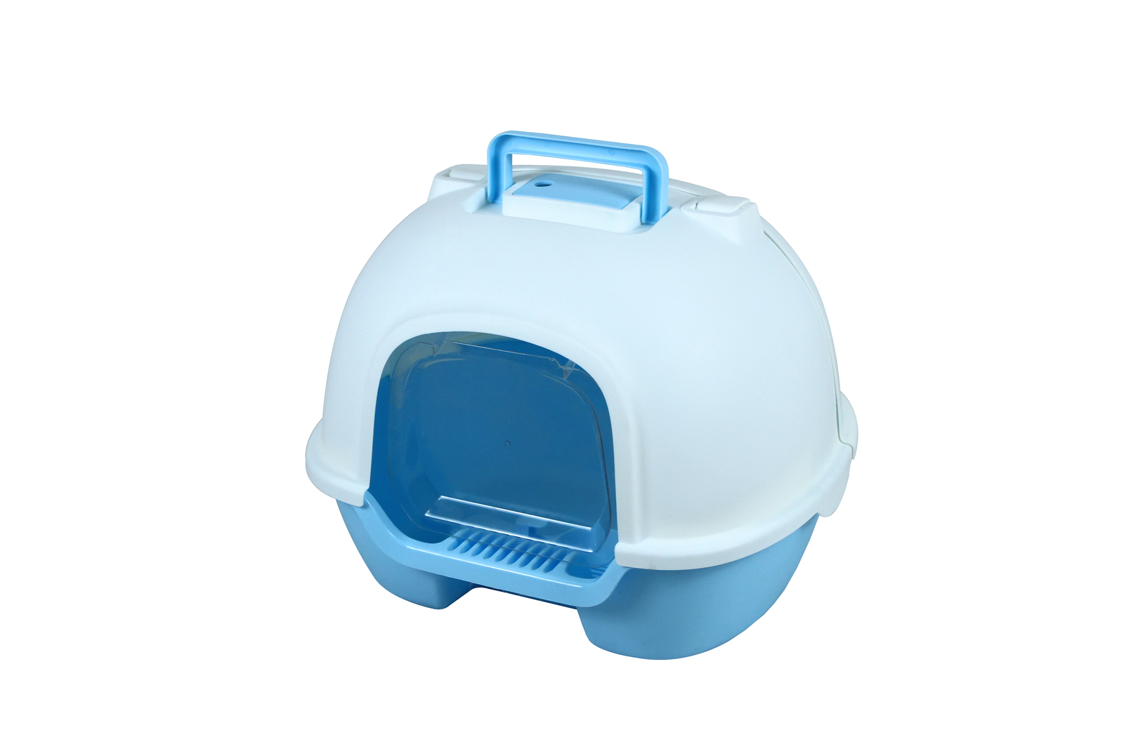 V278-MSP-0006-BLUE-66371-00 YES4PETS Portable Hooded Cat Toilet Litter Box Tray House with Handle and Scoop Blue - Image 1