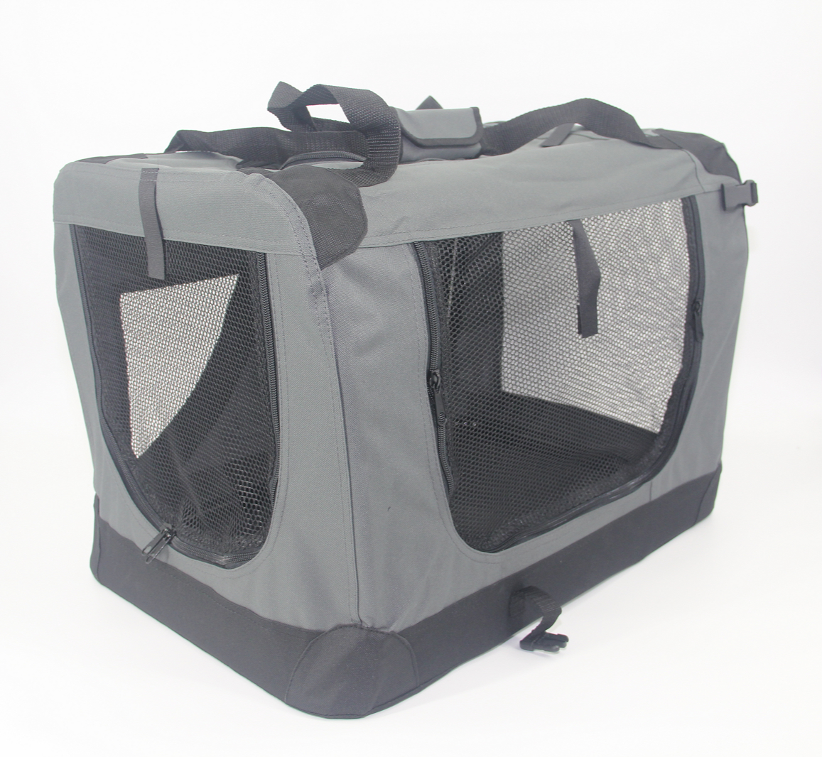 V278-SC-M_GREY-71293-00 YES4PETS Medium Portable Foldable Dog Cat Puppy Rabbit Soft Crate Carrier-Grey - Image 1