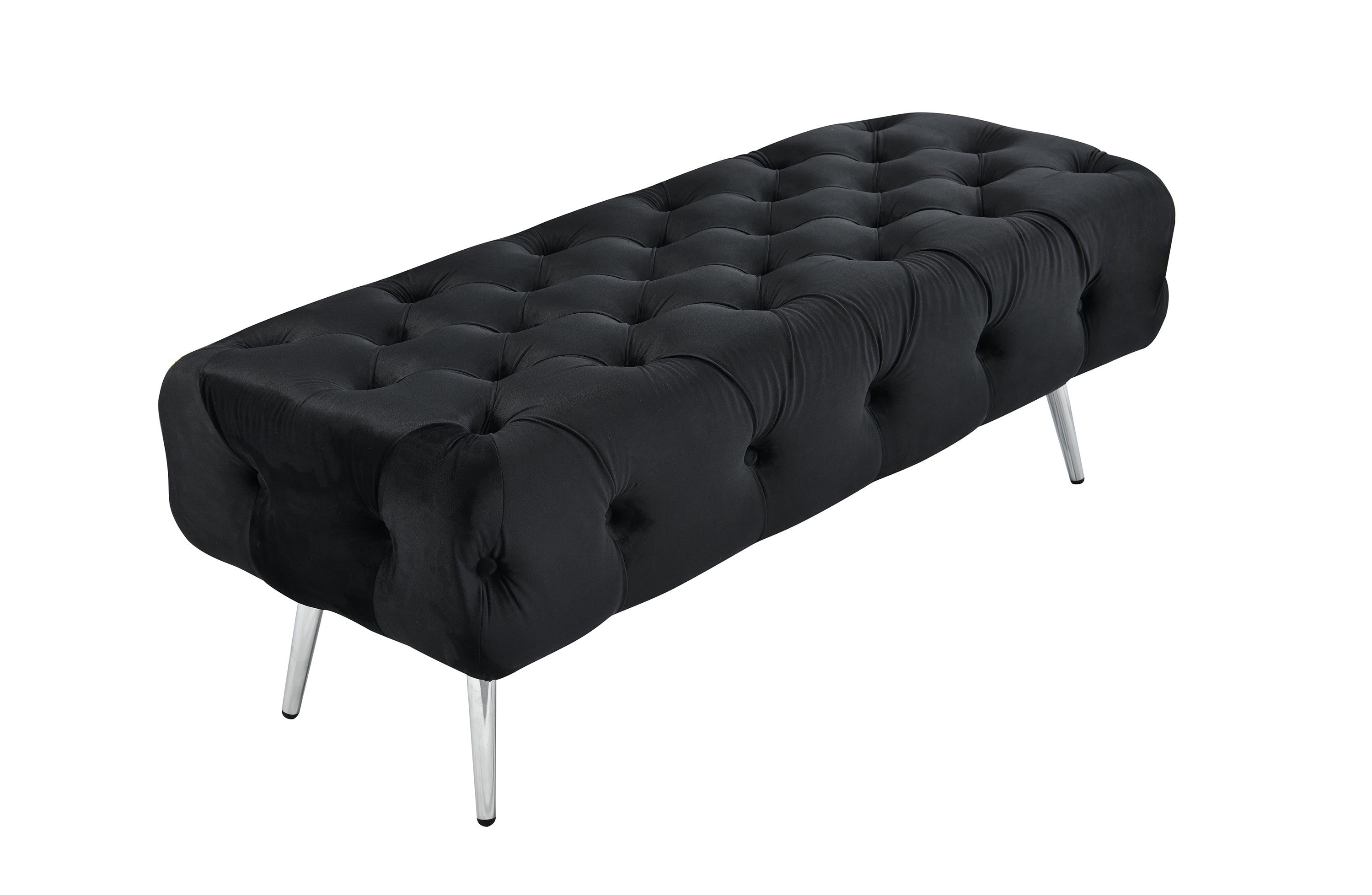 V292-OTT-SHIRLEY-SILVERBASE-BLACKSEAT-191562-00 Shirley Ottoman Black Velvet - Image 1