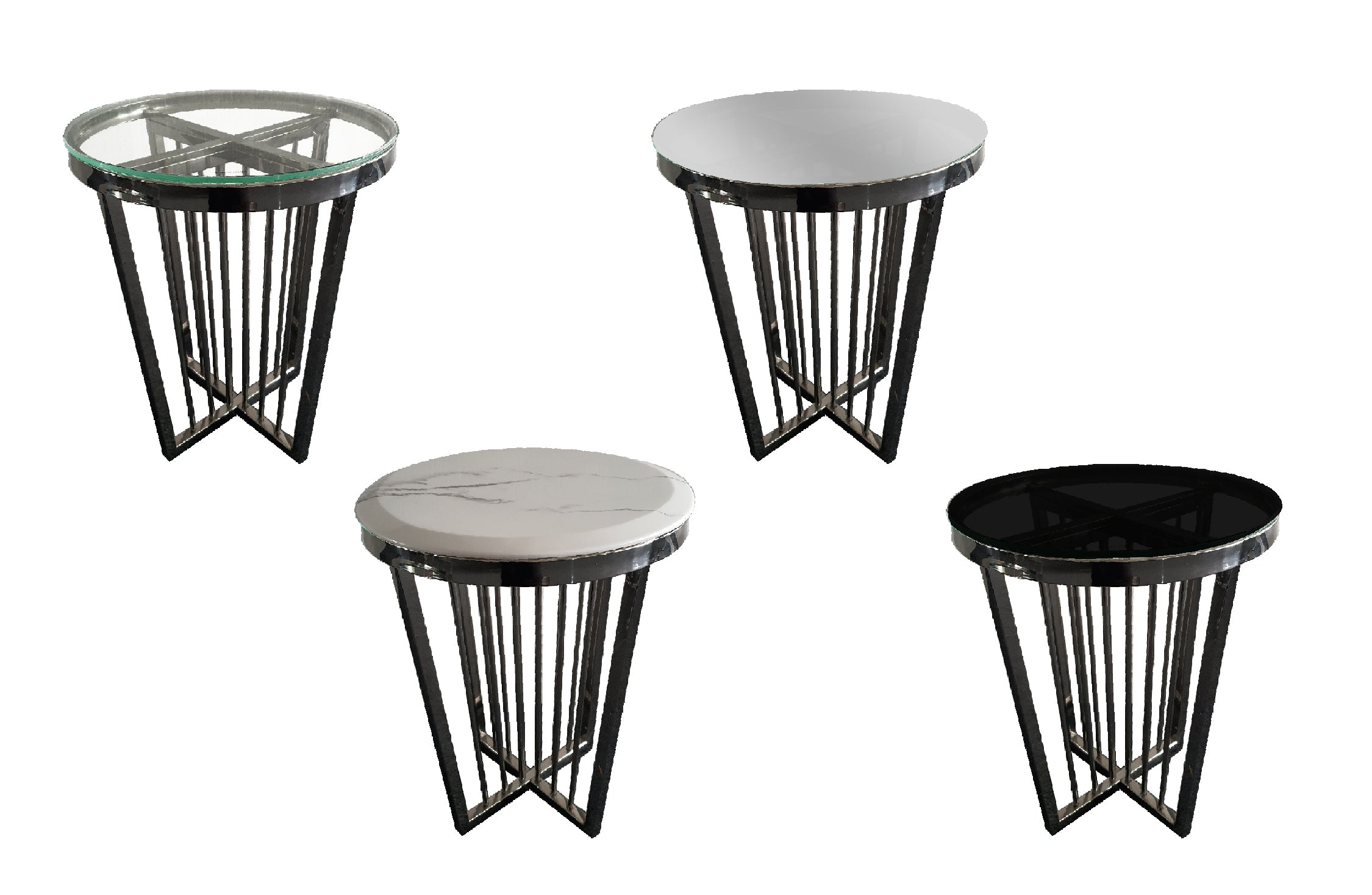 V292-ST-SER-45-BLACKBASE-WHITEMARBLE-156288-00 Salina Side Table 45cm Black Base - White Marble - Image 1