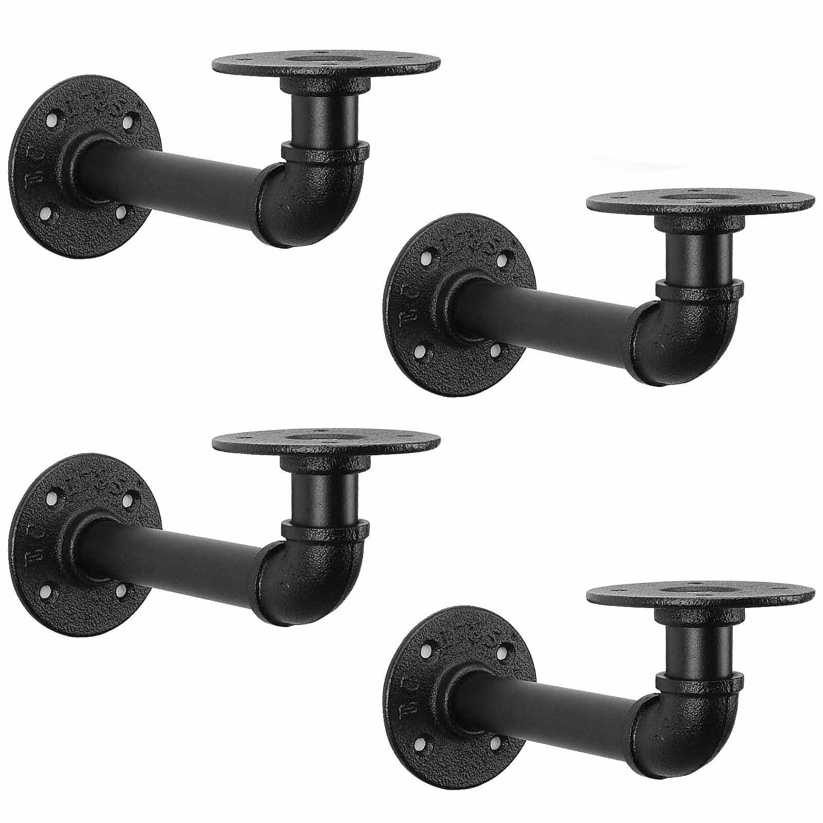 Version 1.0.0 4PCS Pipe Floating Shelf Bracket Industrial Pipe Shelf Bracket Mounting Bracket Storage Racks Decor - Image 1