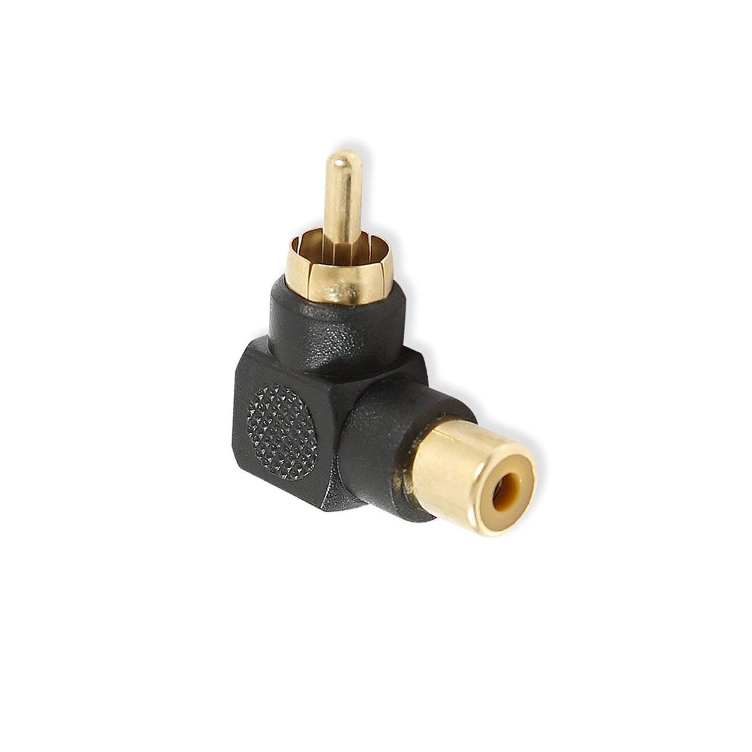 V324-LY-0082-90RCAMF-LY-0082-00 RCA Male to RCA Female Right Angle Adapter 90 Degree Connector Black - Image 1
