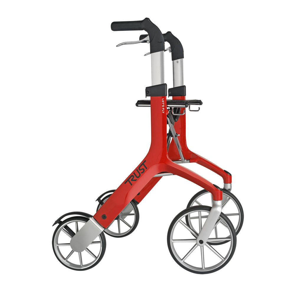 V346-RED735003688-91578-00 Let's Fly Mobility Rollator Wheelie Walker - Red - Image 1