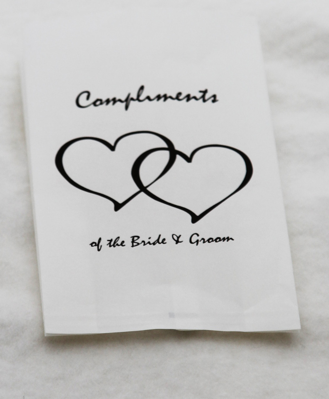 V382-CAKEBAG150BBG-202503040840-00 150 Pack Wedding Cake Bags Greaseproof Wax Paper Slice Take Home Favour Heart n Message - Image 1