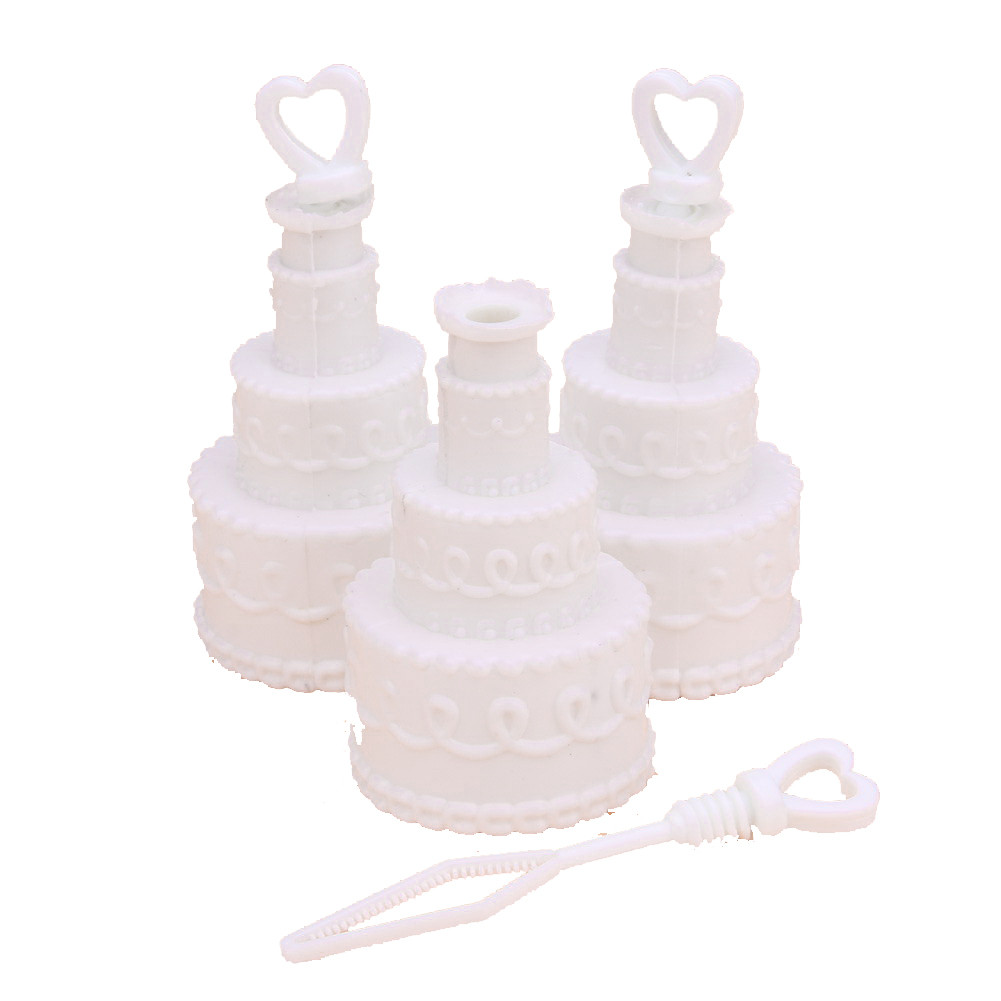V382-CAKEBUBBLEX100-202503040846-00 100 Pack Mini Wedding Cake Bubble Bottles send off wedding favors custom party favors - Image 1