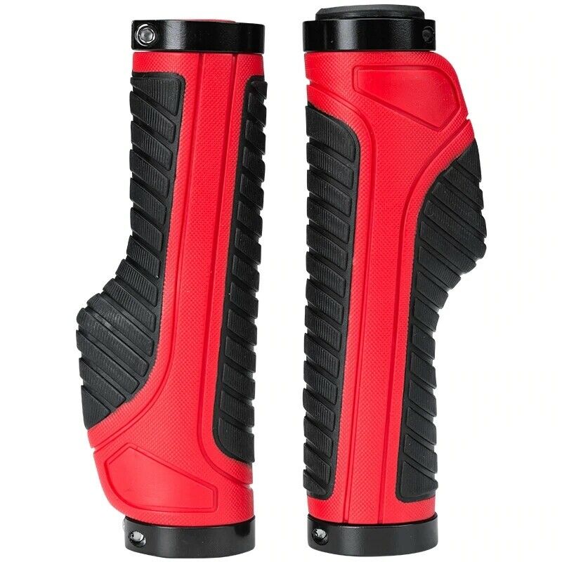 V382-GRIPANTISLIPRED-73079-00 Bicycle Grips MTB Road Bike Double Lock Rubber Handlebar Grips Anti-Slip Rock Bros RED - Image 1