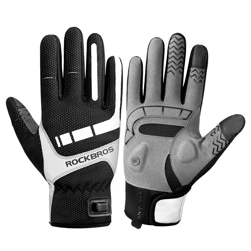 V382-HEATEDGLOVESRBL-73071-00 MTB Heated Gloves Large for Mountain Road Bike Breathable Winter Autumn Cycling Camping Running Outdoor Sport Rockbros - Image 1