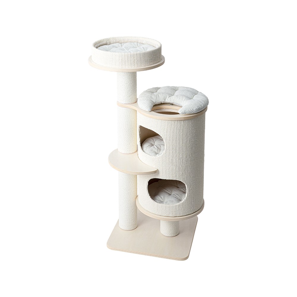 V390-182532-202507030910-00 HONEYPOTCAT PURRING Plush & Sisal Barrel Cat Tower - 122cm - Image 1