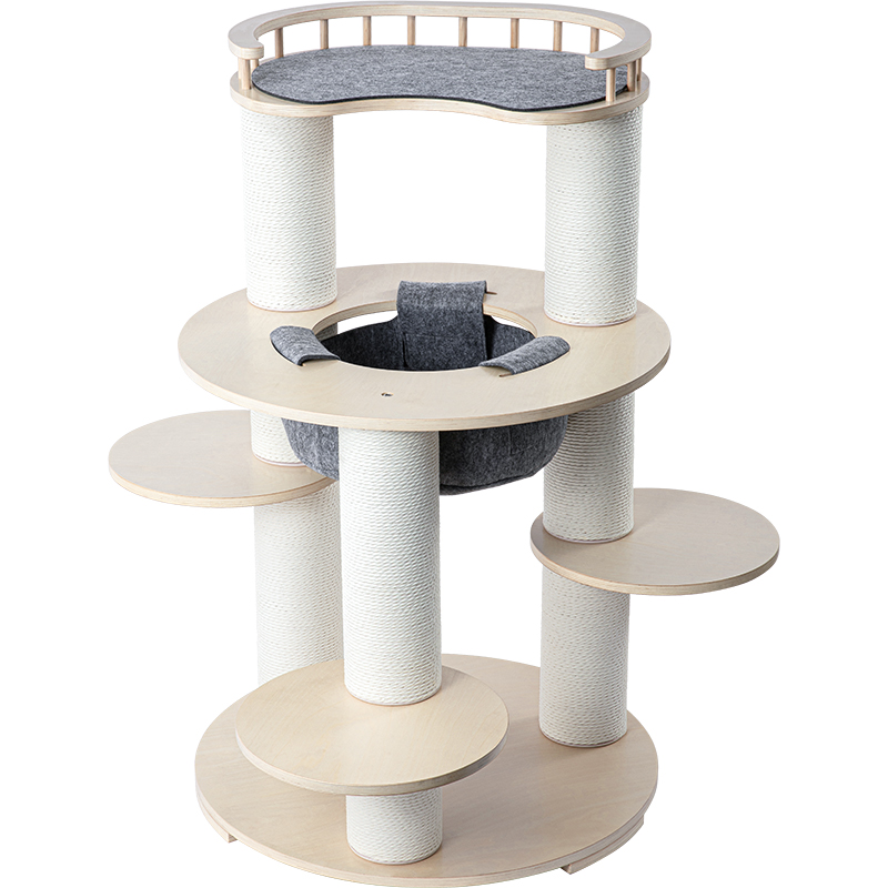 V390-DE220052-202507030910-00 HONEYPOTCAT Harmony Wood Cat Tower - 123cm - Image 1