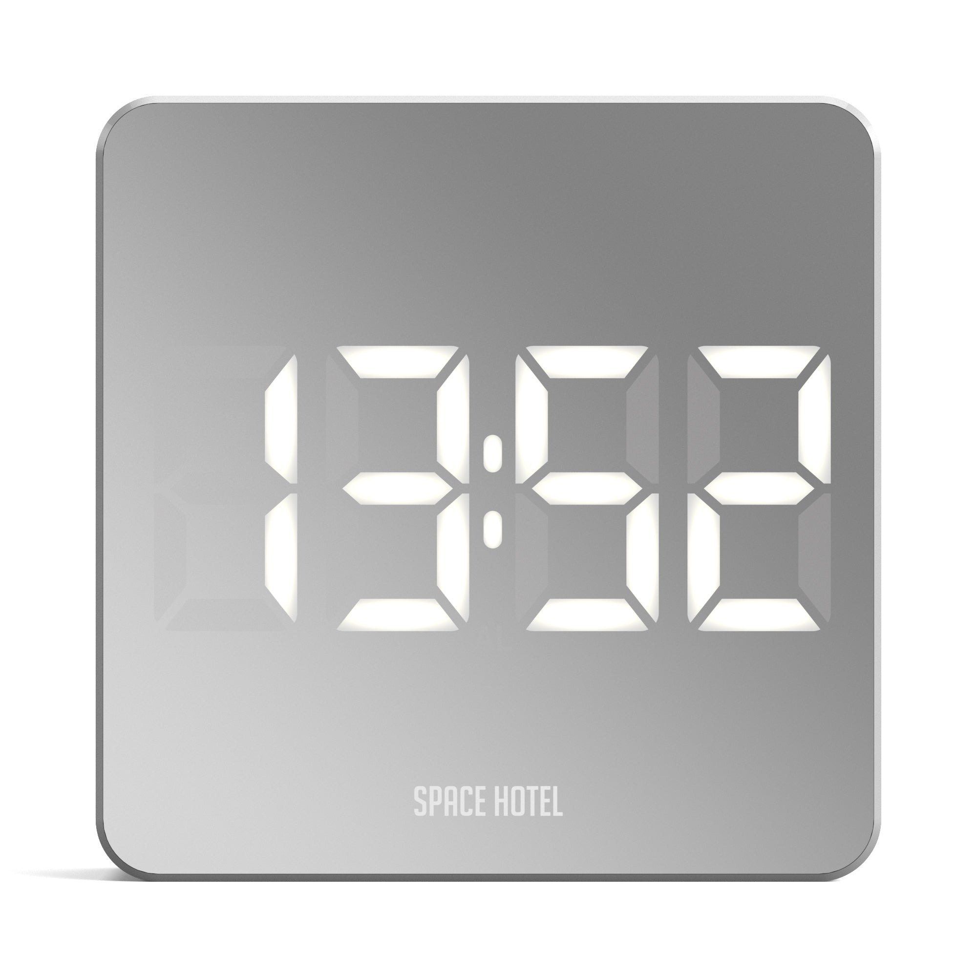 V398-NGSH-ORB-W1-W-202503031804-00 Newgate Space Hotel Orbatron Alarm Clock White Case - Silver Lens - White Led - Image 1