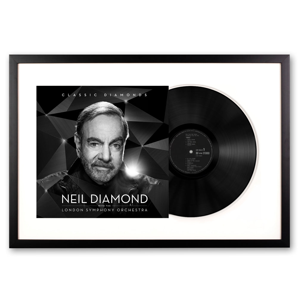 V398-UM-3509719-FD-202504111830-00 Framed Neil Diamond - Classic Diamonds with the London symphony orchestra - Double Vinyl Album Art - Image 1