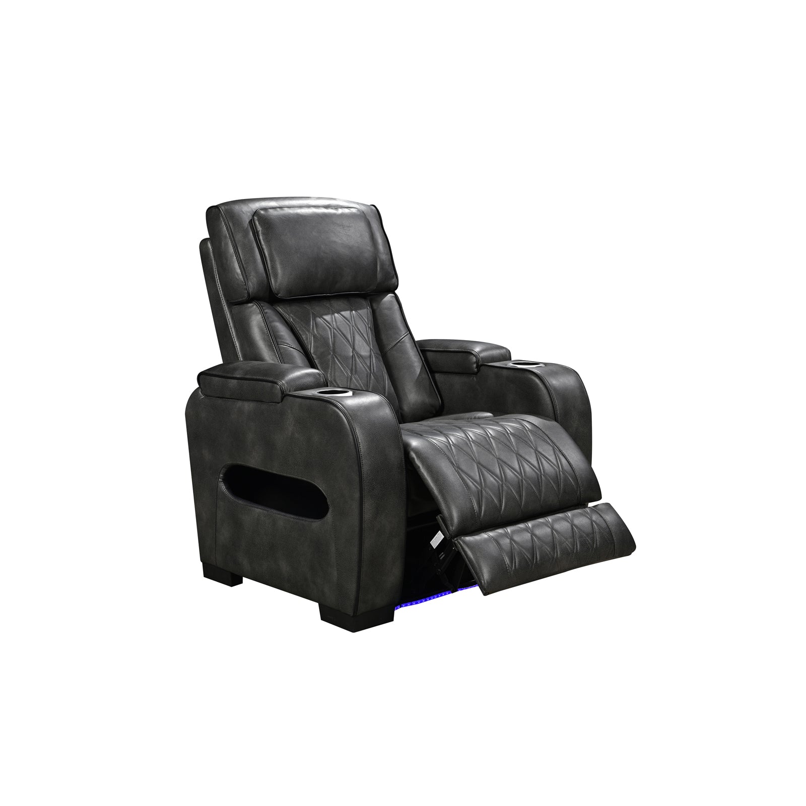 V43-REC-EMP1RGR-202505051033-00 1 Seater Electric Air Leather Dark Grey Recliner - Image 1