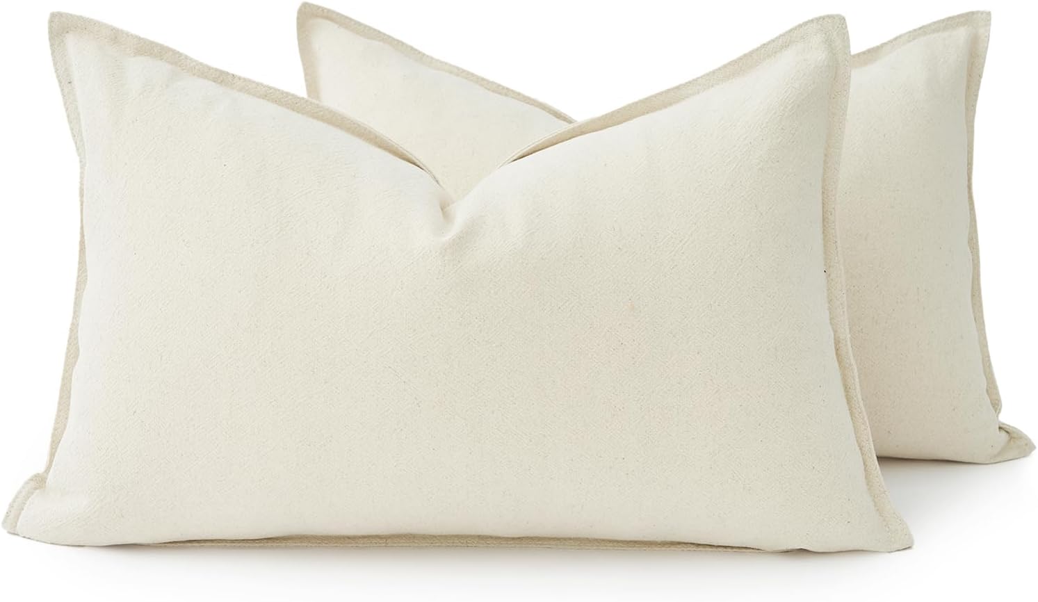 V439-LINENLINEN2-30-202506190411-00 Linen Cushion Covers - 30% Linen 70% Cotton Blend, Soft & Breathable with Hidden Zipper Design - Linen, 30cm x 50cm (Twin Pack) - Image 1