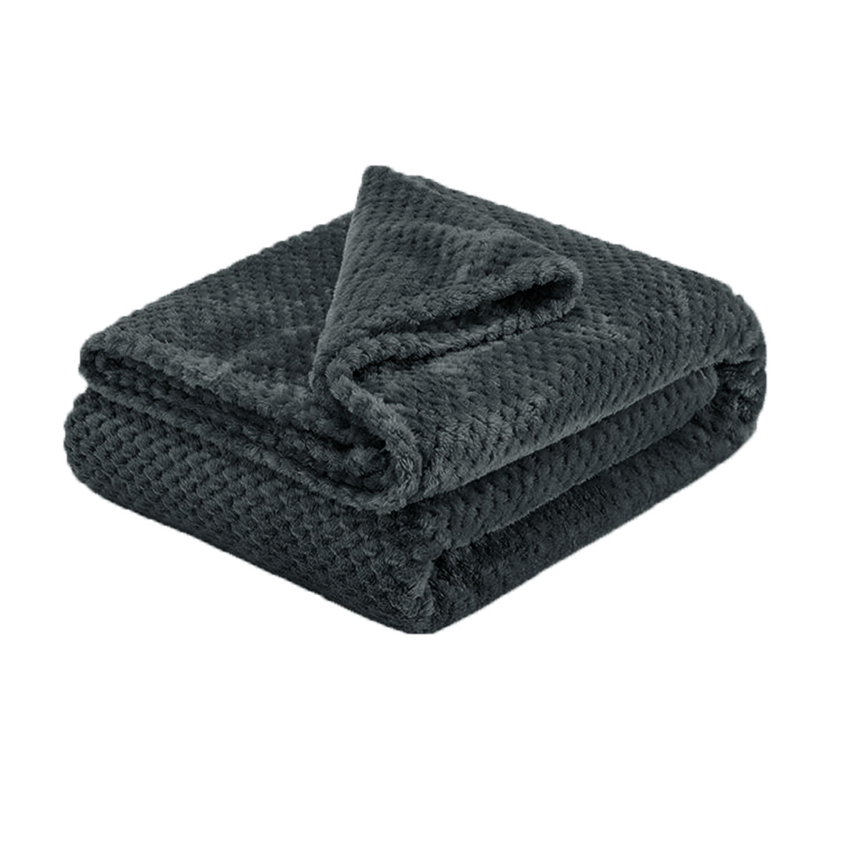 V442-ABR-THROW-DIAMONDFLEECE200-CHARCOAL-RE-96228-00 Soft Diamond Fleece Throw Rug/Blanket Charcoal - Image 1