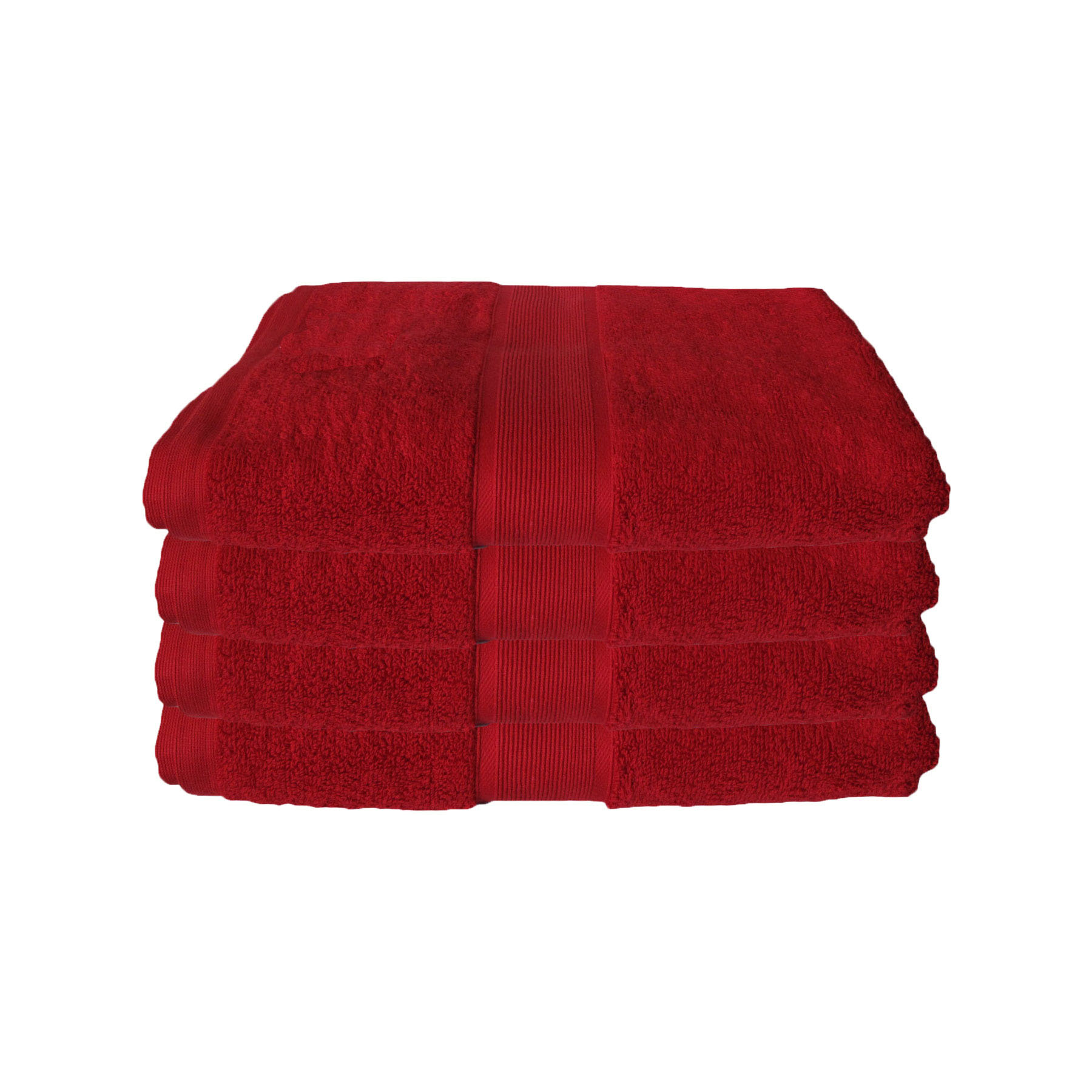 V442-ABR-TOWEL-SETOF4COTTON650GSM-RED-RE-96826-00 650gsm Casual Elegance Set of 4 Cotton Bath Towels Red 78x136cm - Image 1