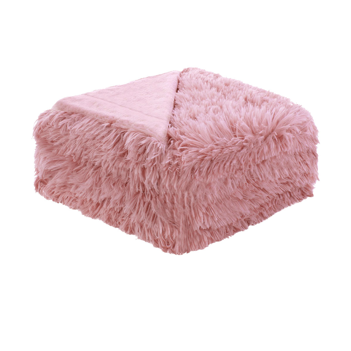V442-ATX-BLANKET-SHAGGY-PINK-KI-79521-00 Hotel Living Soft Shaggy Long Hair Blanket King Pink - Image 1