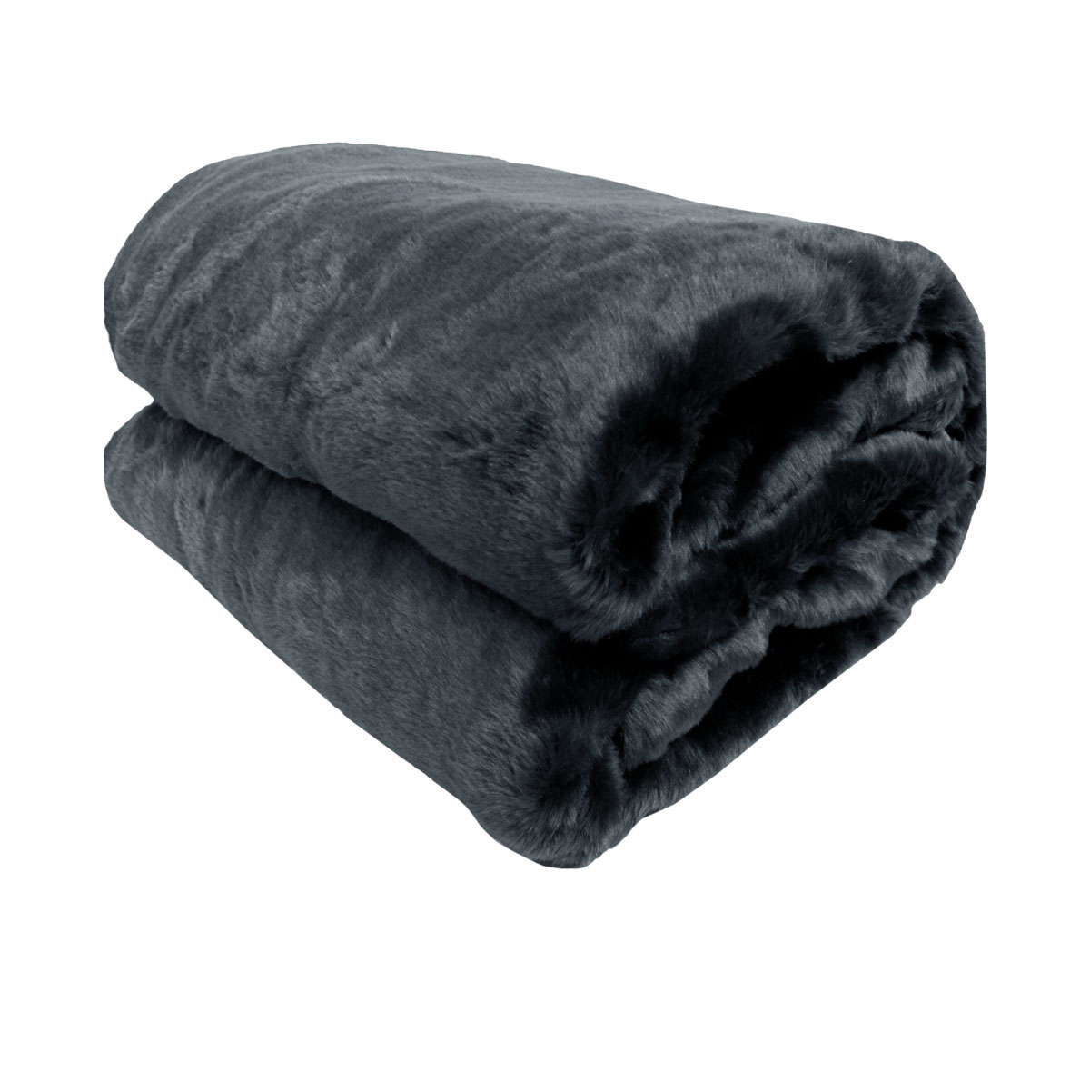 V442-ATX-THROW-21TITAN-CHARCOAL-RE-79301-00 Titan Charcoal Faux Fur Throw Rug 127 x 152 cm - Image 1