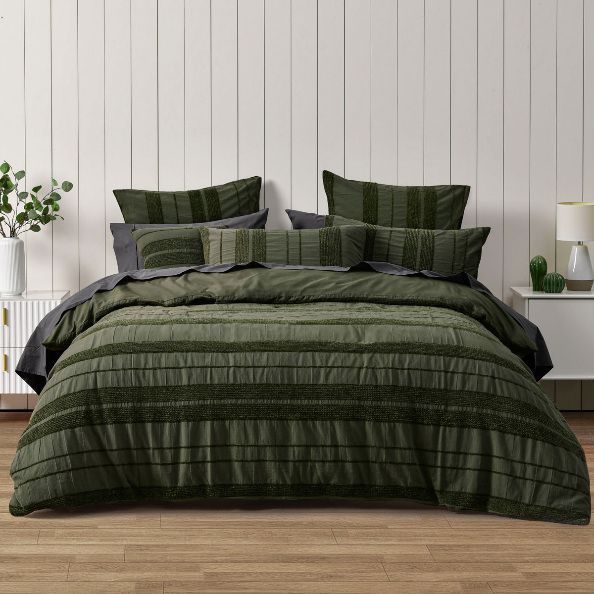 V442-BCA-QUILTCS-AVERY-FOREST-QS-202505231016-00 Bianca Avery Forest Chenille Striped Quilt Cover Set Queen - Image 1