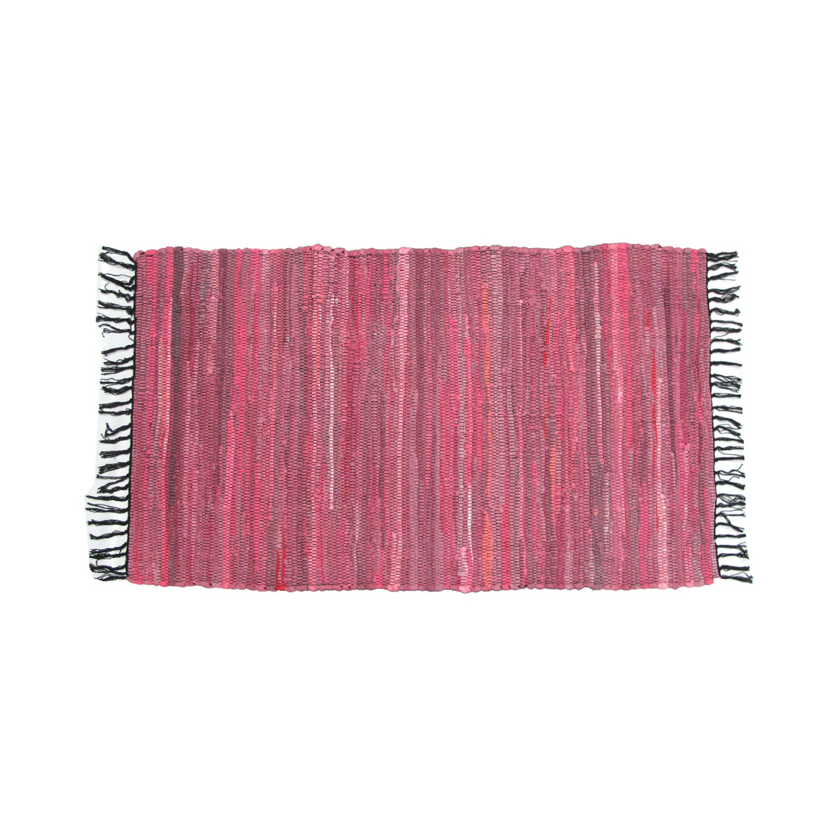 V442-BZO-FLOORR-TONALCHINDI-PINK-RE-183867-00 Tonal Chindi Cotton Handmade Floor Mat with Tassels 70 x 120 cm Pink - Image 1