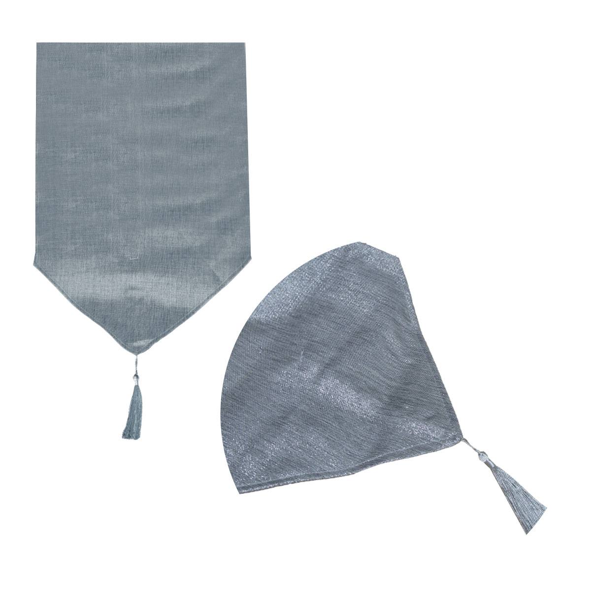 V442-BZO-TABLER-METALLIC-SILVER-RE-98542-00 Metallic Texture Table Runner with Tassel 33 x 180 cm Silver - Image 1