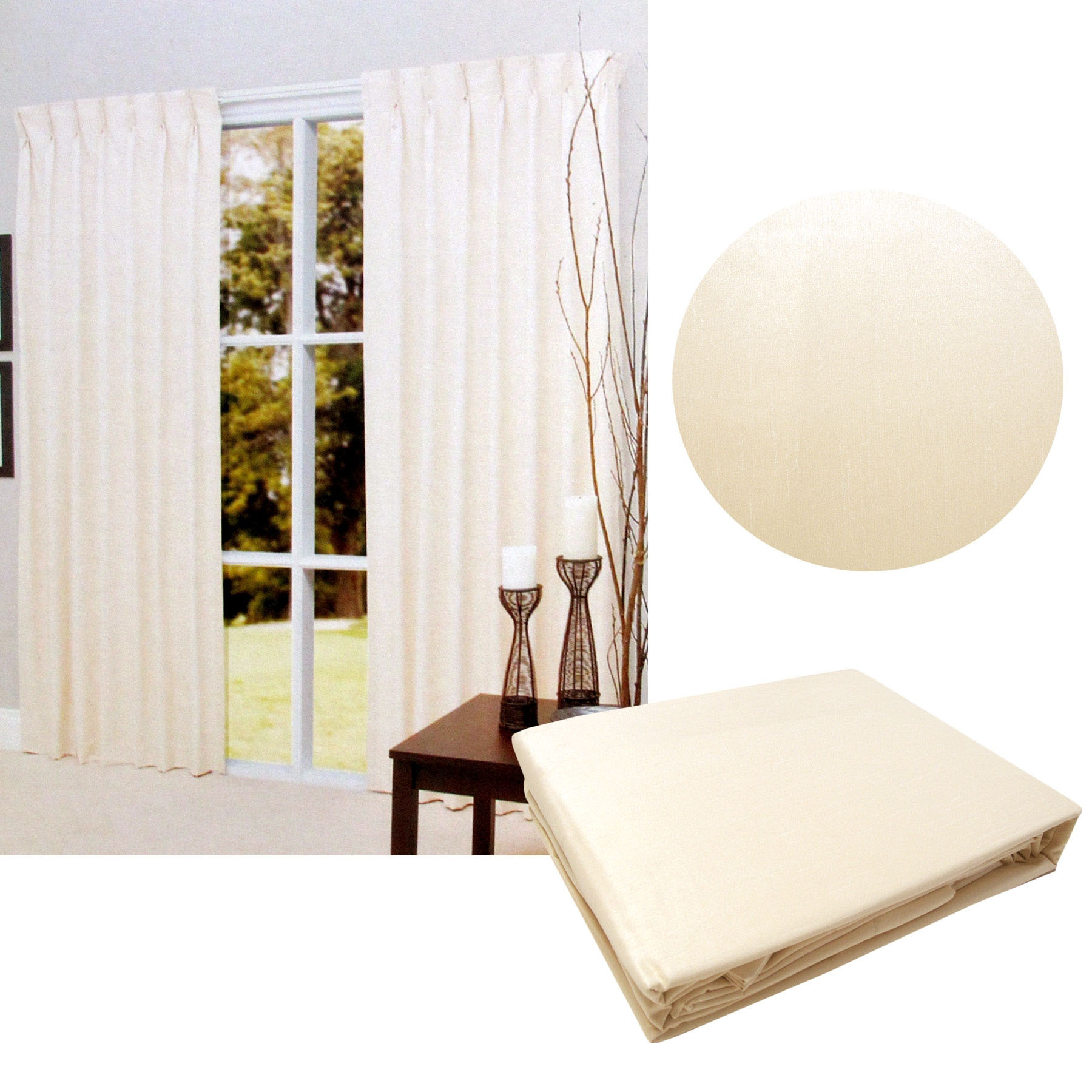 V442-CAP-CURTAIN-BLOCKOUT90CM-CREAM-RE-97919-00 Pair of Cream Blockout Pinch Pleat Curtains to Fit Window 90 x 213cm - Image 1
