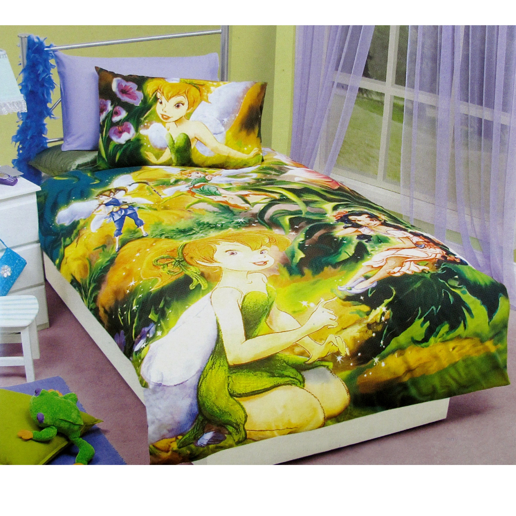V442-CAP-QUILTCS-FAIRIESTINKERBELL-GREEN-DS-98024-00 Disney Fairies Tinkerbell Quilt Cover Set Double - Image 1
