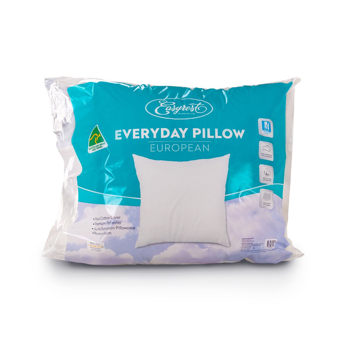 V442-ERT-PILLOW-EVERYDAY-WHITE-EU-78094-00 Easyrest Australian Made Everyday European Pillow - Image 1