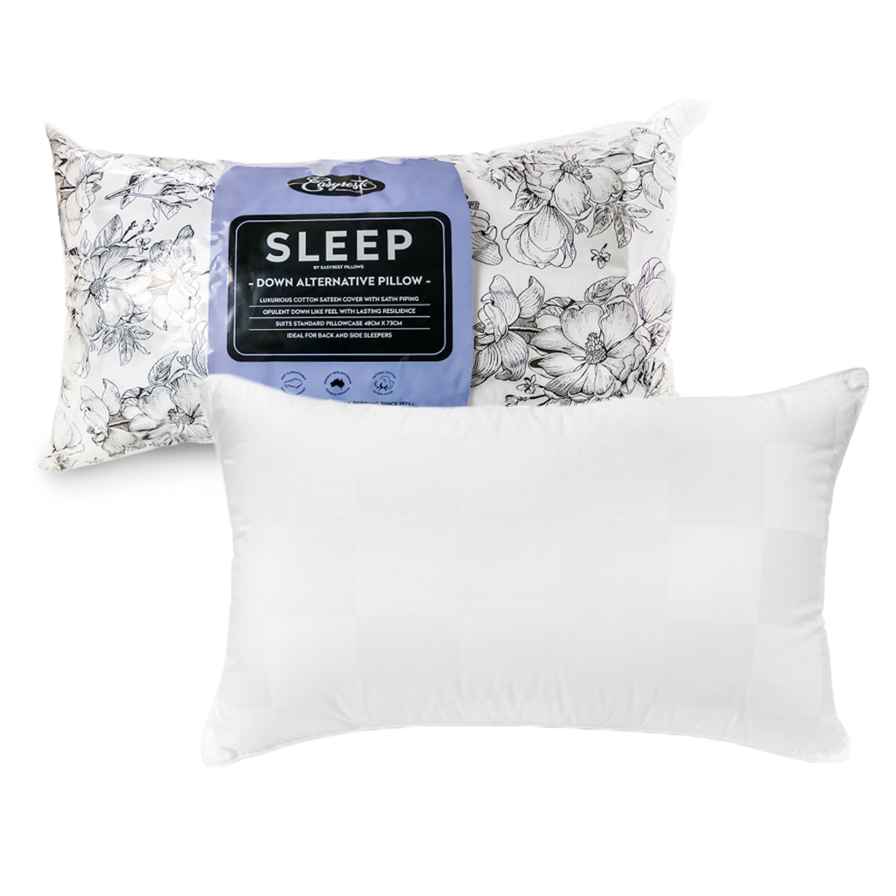V442-ERT-PILLOW-SLEEPDOWN-WHITE-ST-78075-00 Easyrest Sleep Down Alternative Standard Pillow Suits Back Sleeper - Image 1