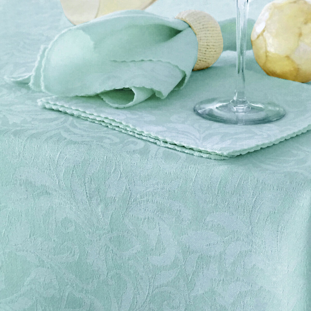 V442-GNA-TABLEC-DAMASK-225OB-LIGHTTURQUOISE-143822-00 Damask Embossed Tablecloth 150 x 225 cm Light Turquoise - Image 1