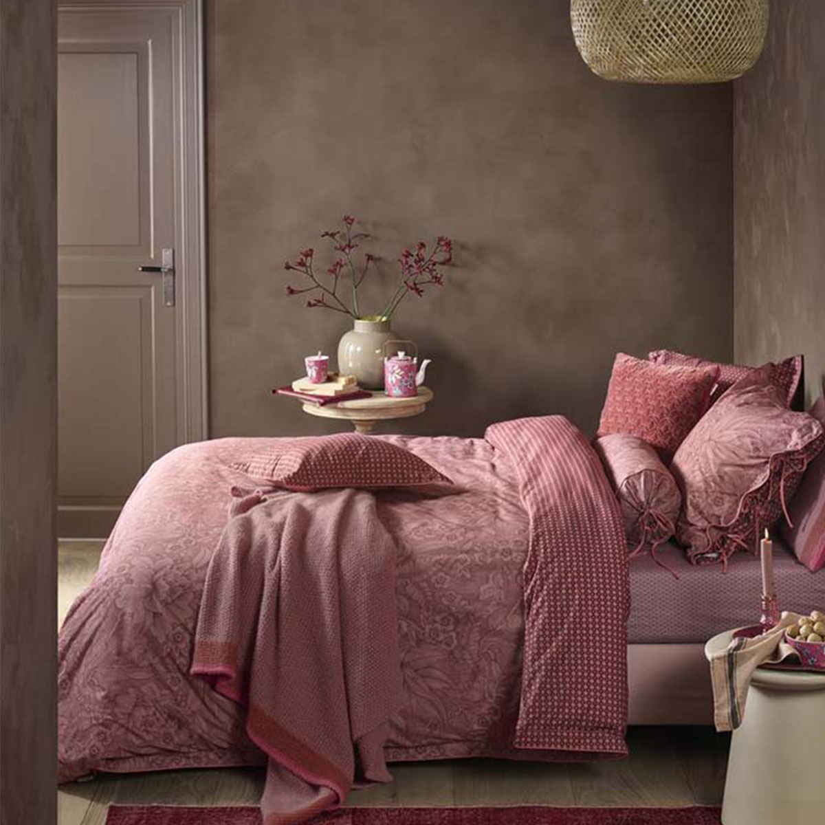 V442-HIN-QUILTCS-CASADEIFIORI-TERRA-QS-158443-00 PIP Studio Casa Dei Fiori Terra Cotton Quilt Cover Set Queen - Image 1