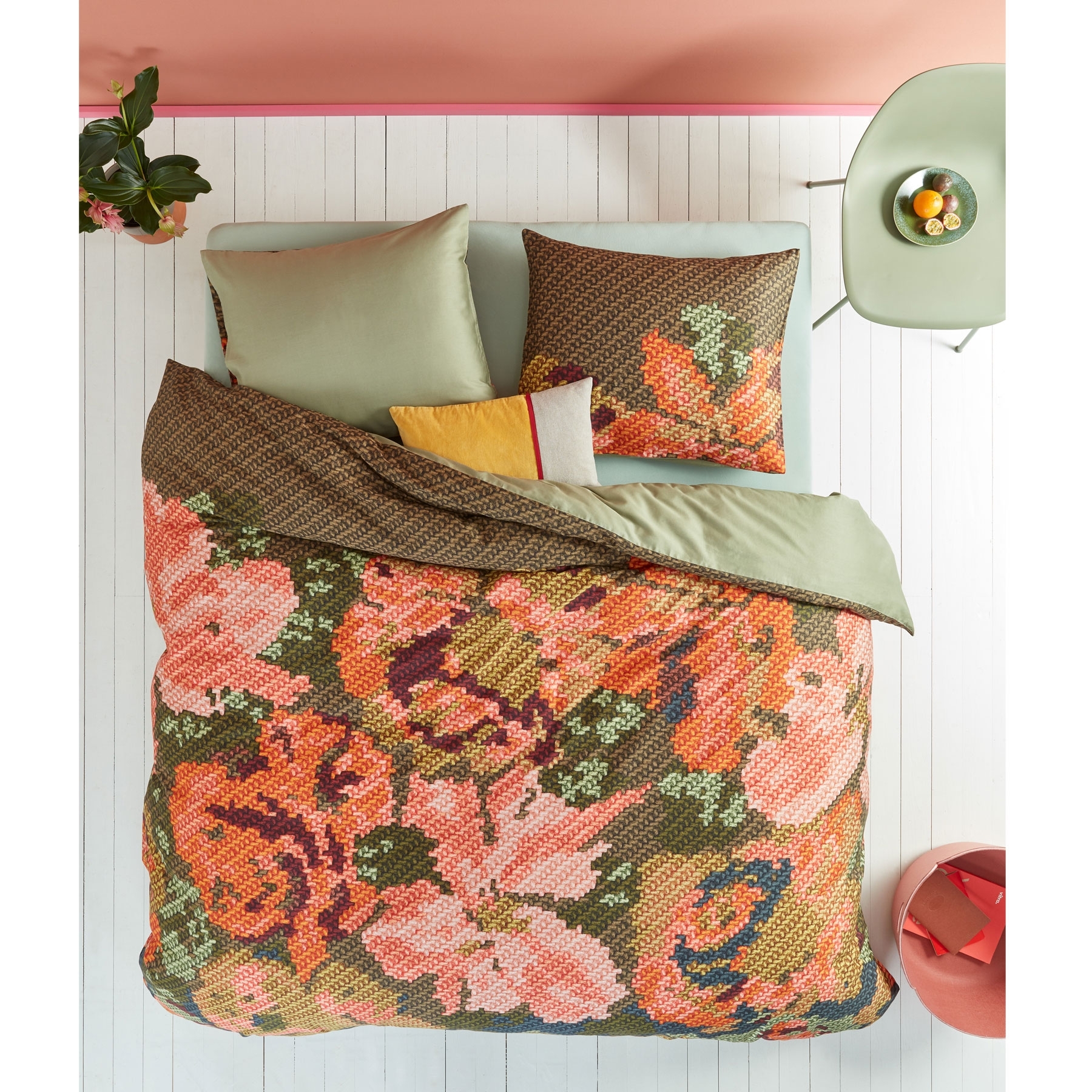 V442-HIN-QUILTCS-EMBROIDEREDFLOWER-MULTI-QS-83205-00 Oilily Embroidered Flower Multi Quilt Cover Set Queen - Image 1